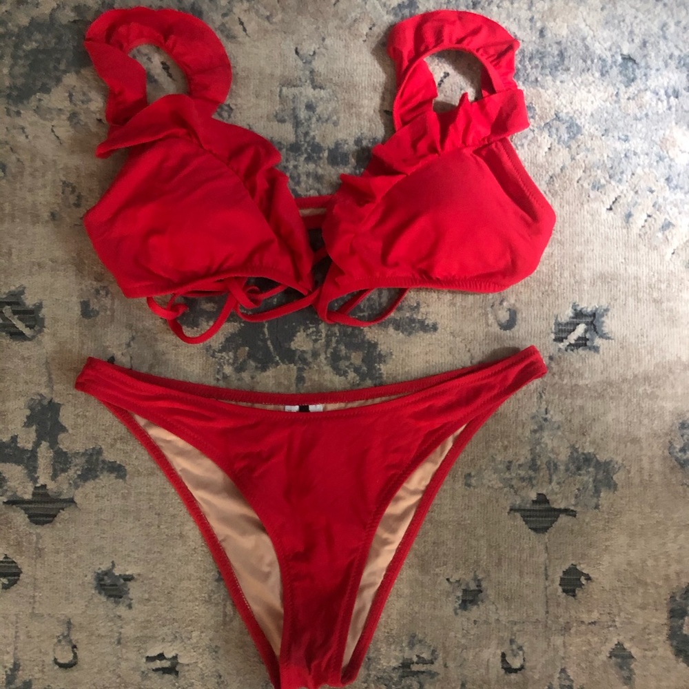 J.Crew Ruffle Wrap Top and High-Leg Bikini Bottom